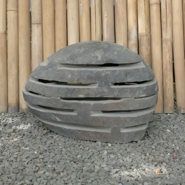 Product image 1 of the product “Garden latern Peanut, removable part, approx. 35cm height, natural stone (Riverstone), stonemasonry ”